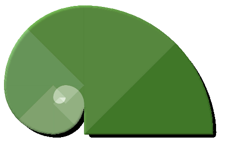 Logo: Schneckengehäuse in Grün nach dem goldenen Schnitt